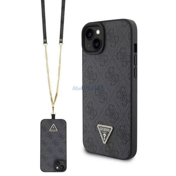Guess GUHCP15MP4TDSCPK iPhone 15 Plus 6.7" fekete keménytok Crossbody fém logóval