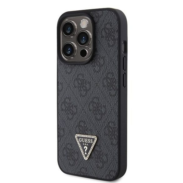 Guess GUHCP15LP4TDSCPK iPhone 15 Pro 6.1" fekete/barna keménytok Crossbody 4G fém logóval