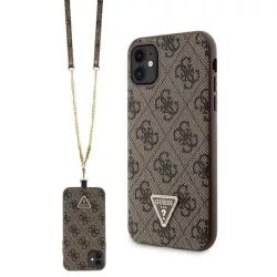   Guess GUHCN61P4TDSCPW iPhone 11  6.1" barna keménytok  Crossbody 4G fém logó