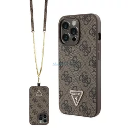   Guess GUHCP13LP4TDSCPW iPhone 13 Pro / 13 6.1" barna keménytok  Crossbody 4G fém logó