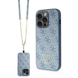   Guess GUHCP15LP4TDSCPB iPhone 15 Pro 6.1" kék keménytok Crossbody 4G fém logóval