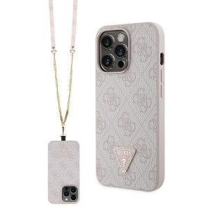 Guess GUHCP13LP4TDSCPP iPhone 13 Pro / 13 6.1" rózsaszín keménytok Keresztbőrönd 4G fém logó