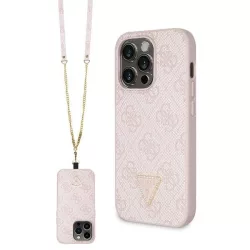   Guess GUHCP15LP4TDSCPP iPhone 15 Pro 6.1" rózsaszín keménytok Crossbody 4G fém logó