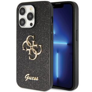 Guess GUHCP14LHG4SGK iPhone 14 Pro 6.1" fekete/barna keménytok  Glitter Script Big 4G