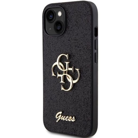 Guess GUHCP15SHG4SGK iPhone 15 / 14 / 13 6.1" fekete keménytok Glitter Script Big 4G