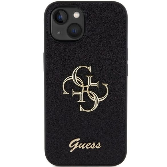 Guess GUHCP15SHG4SGK iPhone 15 / 14 / 13 6.1" fekete keménytok Glitter Script Big 4G