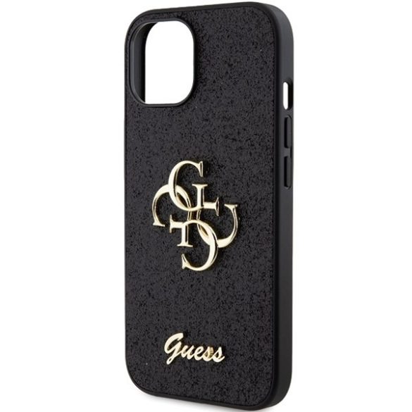 Guess GUHCP15SHG4SGK iPhone 15 / 14 / 13 6.1" fekete keménytok Glitter Script Big 4G