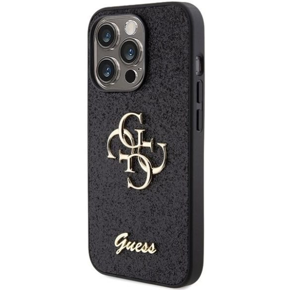 Guess GUHCP15LHG4SGK iPhone 15 Pro 6.1" fekete/barna keménytok Glitter Script Big 4G