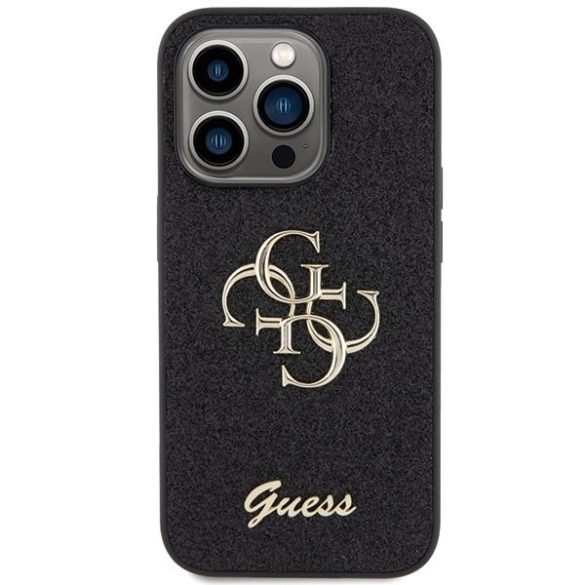 Guess GUHCP15LHG4SGK iPhone 15 Pro 6.1" fekete/barna keménytok Glitter Script Big 4G