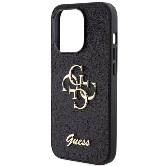 Guess GUHCP15LHG4SGK iPhone 15 Pro 6.1" fekete/barna keménytok Glitter Script Big 4G