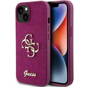 Guess GUHCP15SHG4SGU iPhone 15 / 14 / 13 6,1" lila keménytok Glitter Script Big 4G