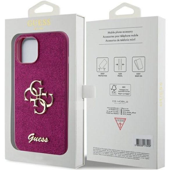 Guess GUHCP15SHG4SGU iPhone 15 / 14 / 13 6,1" lila keménytok Glitter Script Big 4G