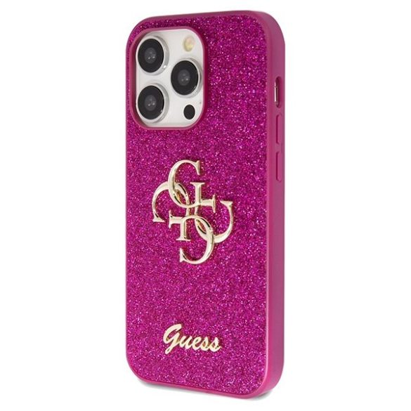 Guess GUHCP15LHG4SGU iPhone 15 Pro 6.1" lila keménytok Glitter Script Big 4G