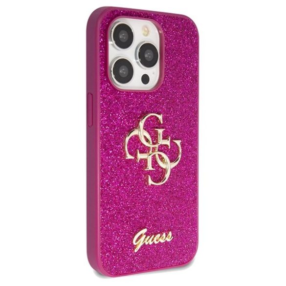 Guess GUHCP15LHG4SGU iPhone 15 Pro 6.1" lila keménytok Glitter Script Big 4G