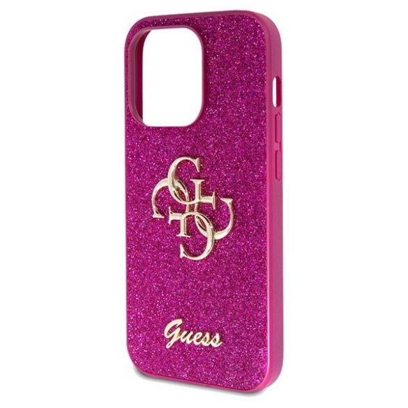 Guess GUHCP15LHG4SGU iPhone 15 Pro 6.1" lila keménytok Glitter Script Big 4G