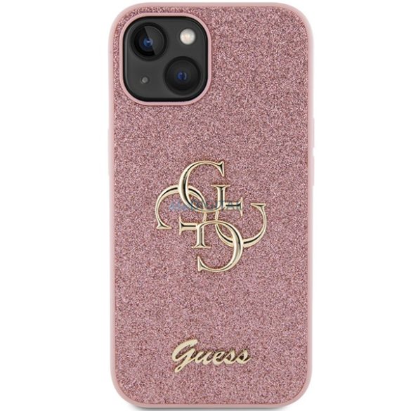 Guess GUHCP15SHG4SGP iPhone 15 / 14 / 13 6.1" rózsaszín keménytok Glitter Script Big 4G