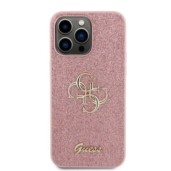 Guess GUHCP15LHG4SGP iPhone 15 Pro 6.1" rózsaszín keménytok Glitter Script Big 4G