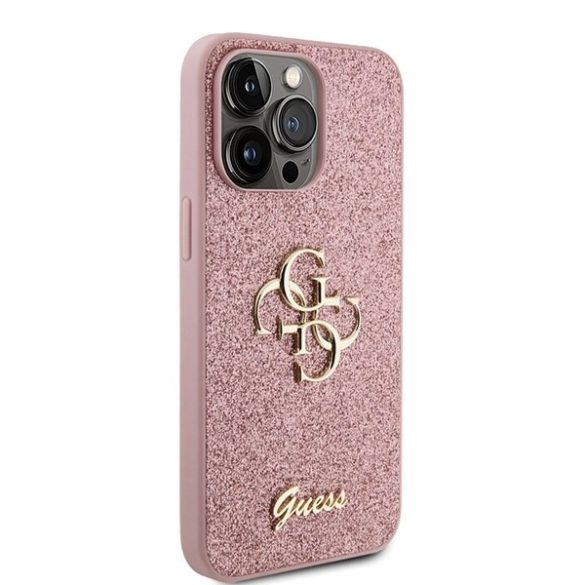 Guess GUHCP15LHG4SGP iPhone 15 Pro 6.1" rózsaszín keménytok Glitter Script Big 4G
