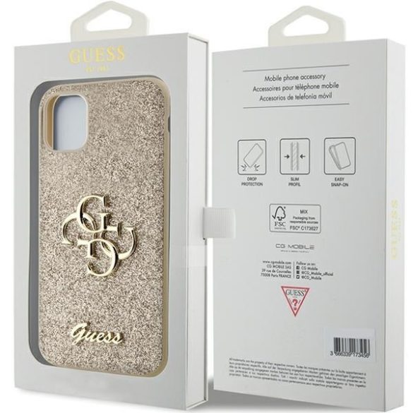 Guess GUHCN61HG4SGD iPhone 11 / Xr 6.1" arany keménytok Glitter Script Big 4G