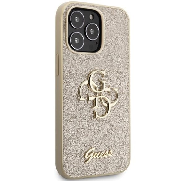 Guess GUHCP13LHG4SGD iPhone 13 Pro / 13 6.1" arany keménytok Glitter Script Big 4G