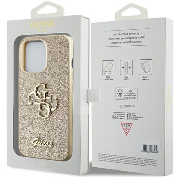 Guess GUHCP13LHG4SGD iPhone 13 Pro / 13 6.1" arany keménytok Glitter Script Big 4G