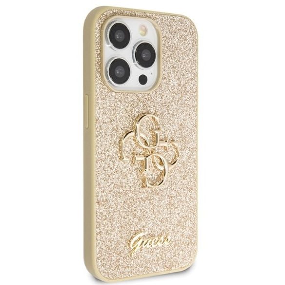 Guess GUHCP14LHG4SGD iPhone 14 Pro 6.1" arany keménytok Glitter Script Big 4G