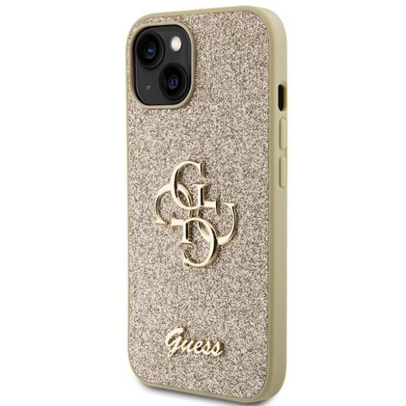 Guess GUHCP15SHG4SGD iPhone 15 6.1" arany keménytok Glitter Script Big 4G