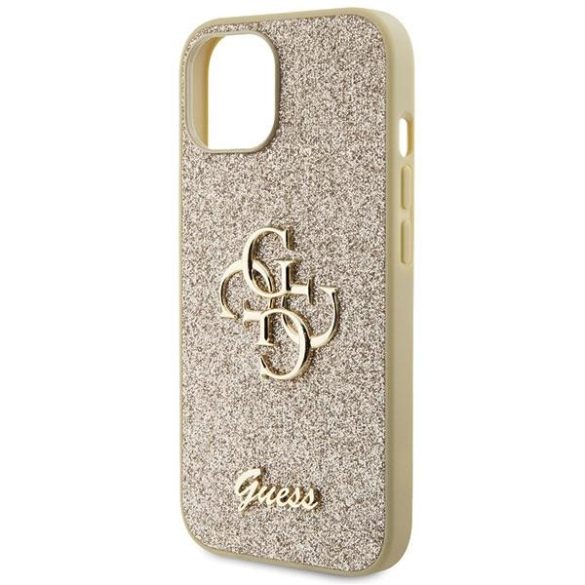 Guess GUHCP15SHG4SGD iPhone 15 6.1" arany keménytok Glitter Script Big 4G