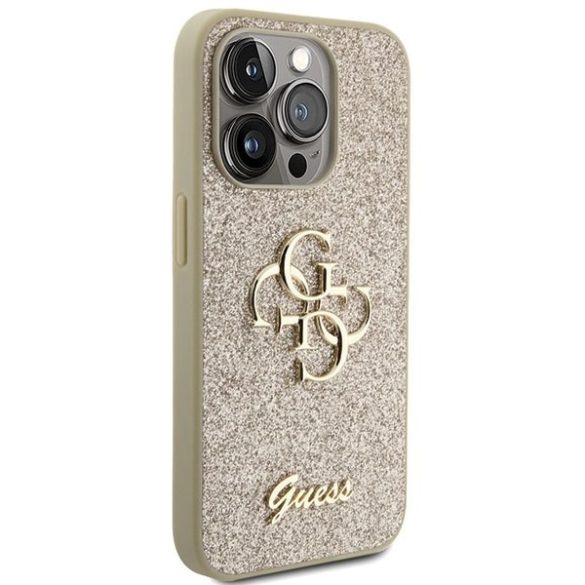 Guess GUHCP15LHG4SGD iPhone 15 Pro 6.1" arany keménytok Glitter Script Big 4G