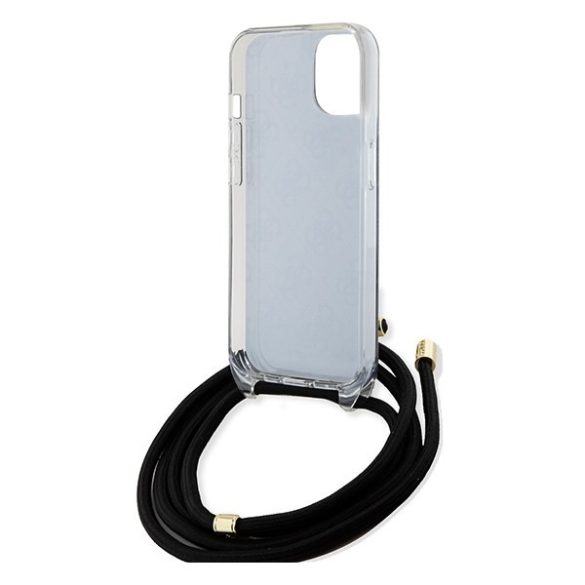 Guess GUHCP15SHC4SEK iPhone 15 / 14 / 13 6.1" fekete keménytok Crossbody kábel 4G nyomtatás