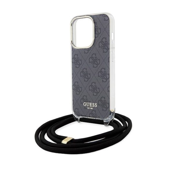 Guess GUHCP15XHC4SEK iPhone 15 Pro Max 6.7" fekete keménytok Crossbody kábel 4G nyomtatás