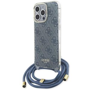 Guess GUHCP15LHC4SEB iPhone 15 Pro 6.1" kék keménytok kereszttáska Crossbody Cord 4G nyomtatás