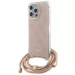   Guess GUHCP15LHC4SEP iPhone 15 Pro 6.1" rózsaszín keménytok Crossbody Cord 4G nyomtatás
