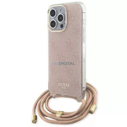   Guess GUHCP15LHC4SEP iPhone 15 Pro 6.1" rózsaszín keménytok Crossbody Cord 4G nyomtatás