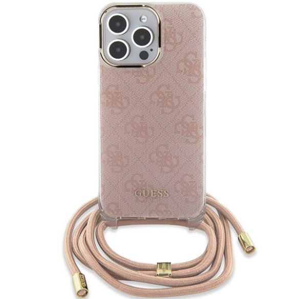 Guess GUHCP15XHC4SEP iPhone 15 Pro Max 6.7" rózsaszín keménytok Crossbody Cord 4G nyomtatás