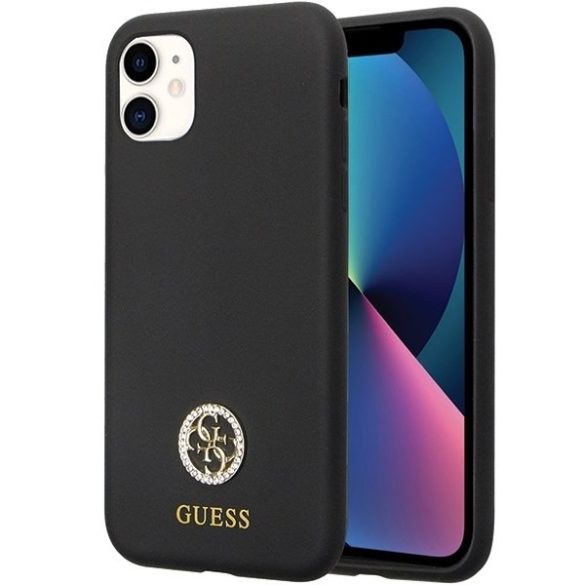 Guess GUHCN614DGPK iPhone 11 / Xr 6.1" fekete keménytok szilikon logó Strass 4G