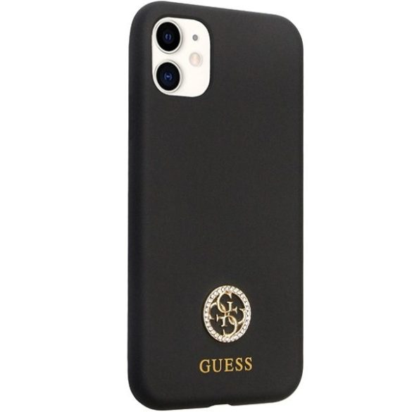 Guess GUHCN614DGPK iPhone 11 / Xr 6.1" fekete keménytok szilikon logó Strass 4G