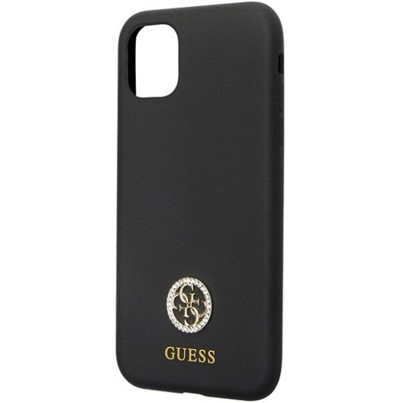 Guess GUHCN614DGPK iPhone 11 / Xr 6.1" fekete keménytok szilikon logó Strass 4G