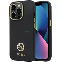   Guess GUHCP13LM4DGPK iPhone 13 Pro / 13 6.1" fekete keménytok szilikon logó Strass 4G
