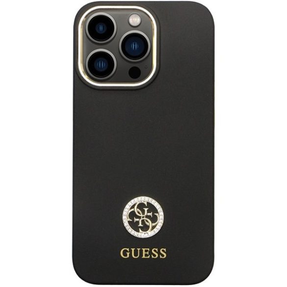 Guess GUHCP13LM4DGPK iPhone 13 Pro / 13 6.1" fekete keménytok szilikon logó Strass 4G