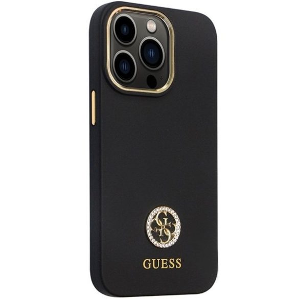 Guess GUHCP13LM4DGPK iPhone 13 Pro / 13 6.1" fekete keménytok szilikon logó Strass 4G