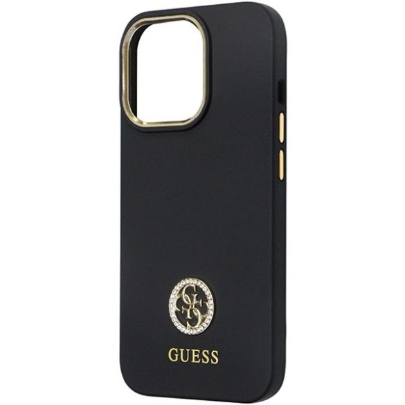 Guess GUHCP13LM4DGPK iPhone 13 Pro / 13 6.1" fekete keménytok szilikon logó Strass 4G