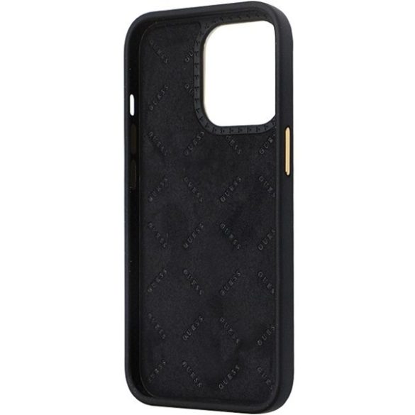 Guess GUHCP13LM4DGPK iPhone 13 Pro / 13 6.1" fekete keménytok szilikon logó Strass 4G