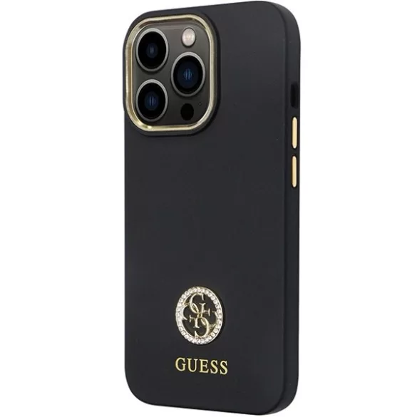 Guess GUHCP13XM4DGPK iPhone 13 Pro Max 6.7" fekete keménytok szilikon logó Strass 4G