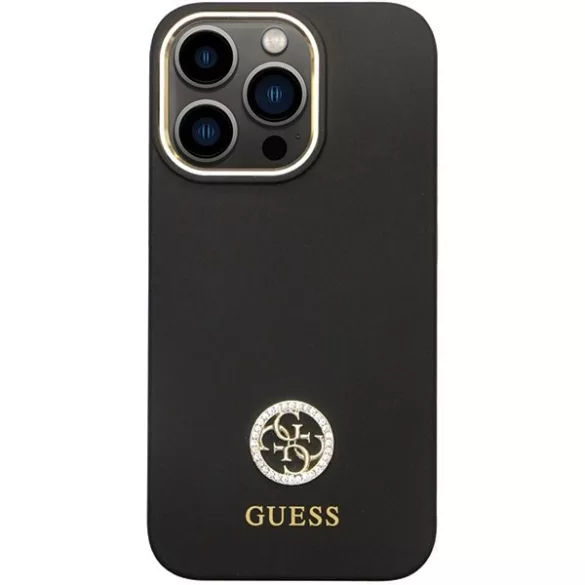 Guess GUHCP13XM4DGPK iPhone 13 Pro Max 6.7" fekete keménytok szilikon logó Strass 4G