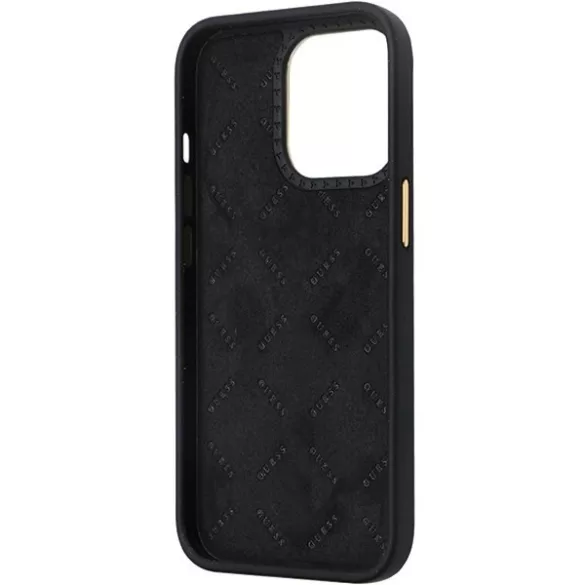 Guess GUHCP13XM4DGPK iPhone 13 Pro Max 6.7" fekete keménytok szilikon logó Strass 4G