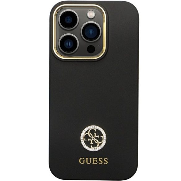 Guess GUHCP14LM4DGPK iPhone 14 Pro 6.1" fekete keménytok szilikon logó Strass 4G