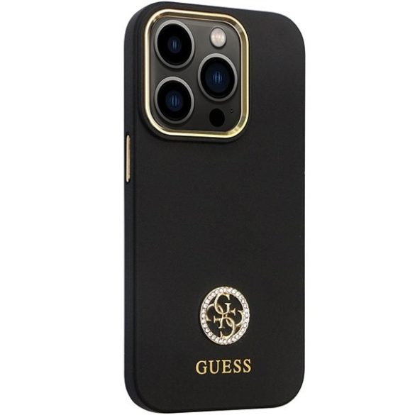 Guess GUHCP14LM4DGPK iPhone 14 Pro 6.1" fekete keménytok szilikon logó Strass 4G