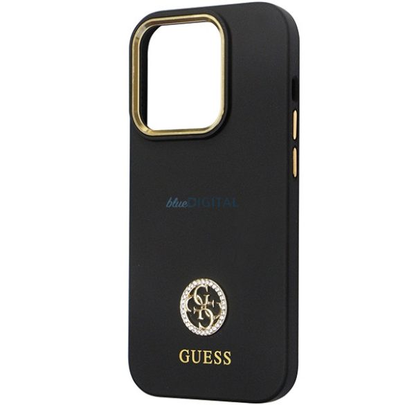 Guess GUHCP14LM4DGPK iPhone 14 Pro 6.1" fekete keménytok szilikon logó Strass 4G