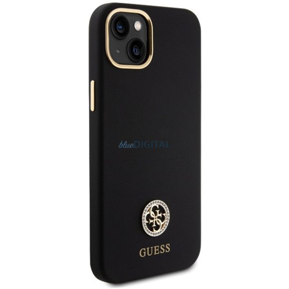 Guess GUHCP15M4DGPK iPhone 15 Plus 6.7" fekete keménytok szilikon logó Strass 4G